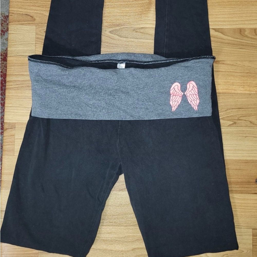 Victoria's Secret Black Leggings with Fold-Over Waistband